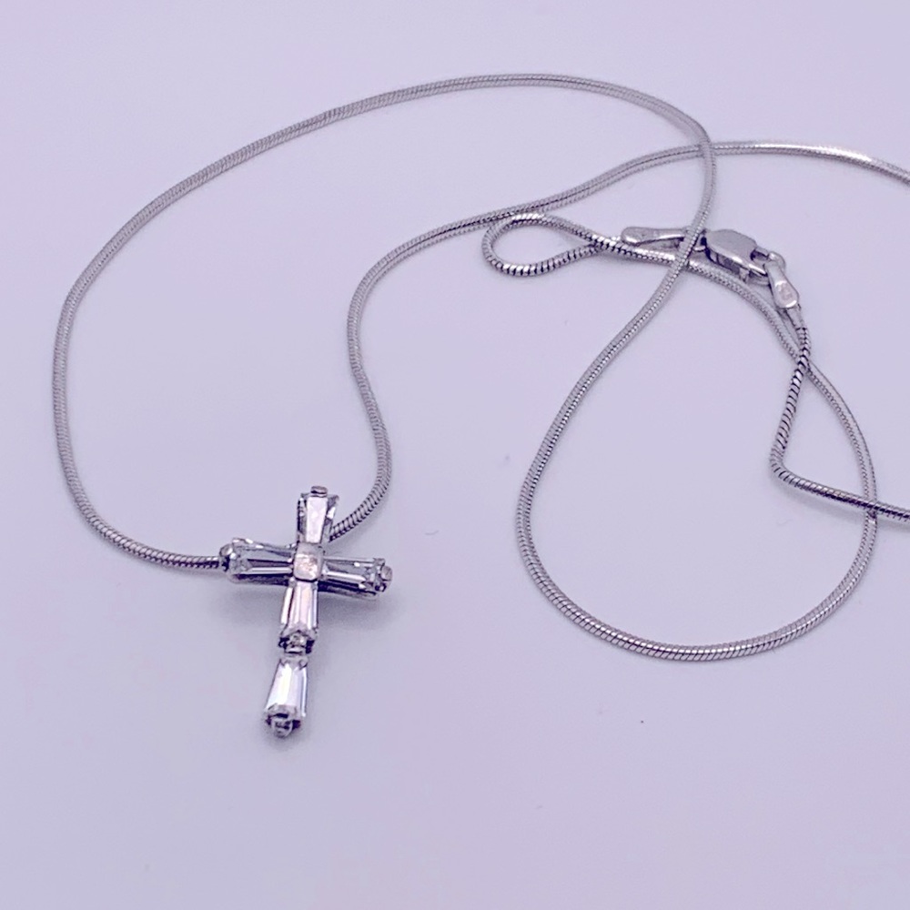 💝Vintage Cross Pendant Italian Silver Chain 925